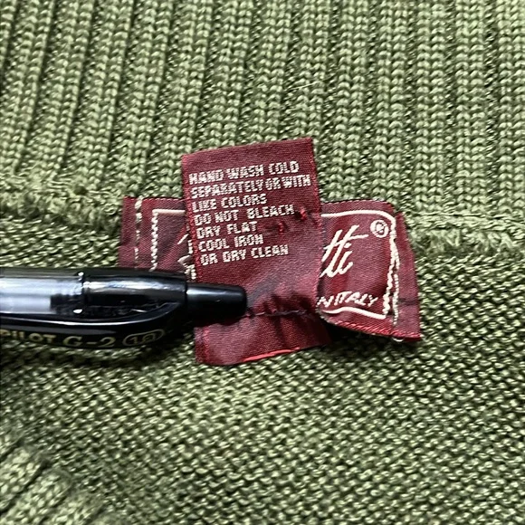 Vintage Borretti Olive Green Merino Wool Sweater Italy Made M